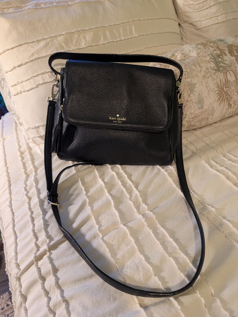 kate spade Black Pebbled Leather Crossbody Shoulder Bag
